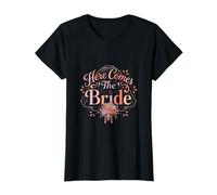 Diseño romántico Floral Retro de Here Comes The Bride Camiseta