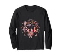 Diseño romántico Floral Retro de Here Comes The Bride Manga Larga