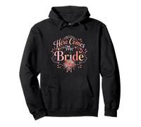 Diseño romántico Floral Retro de Here Comes The Bride Sudadera con Capucha