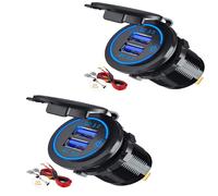 Diseño seguro. Toma USB de 12 V para automóviles, carga rápida 3.0. Enchufe de cargador USB doble con tapa impermeable, interruptor táctil