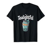 Diseño Tealightful Boba Tea Lovers Camiseta gráfica económica, Hombre, Negro, L