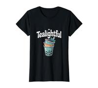 Diseño Tealightful Boba Tea Lovers Camiseta gráfica económica, Mujer, Negro, L