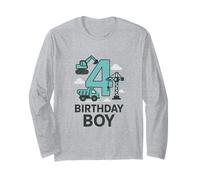 Diseño temático de camión de construcción para niño de 4º cumpleaños Manga Larga