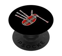 Diseño Tradicional de gaitas escocesas a Cuadros PopSockets PopGrip Adhesivo