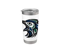 Diseño tribal de águila Haida - Arte indígena del noroeste del Pacífico Vaso térmico de acero inoxidable de doble pared