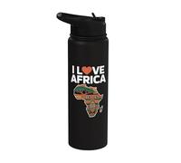 Diseño tribal I Love Africa Stainless Steel Insulated Water Bottle
