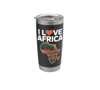 Diseño tribal I Love Africa Vaso térmico de acero inoxidable de doble pared