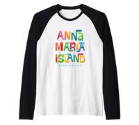 Diseño Tropical Retro de Anna Maria Island Florida Camiseta Manga Raglan