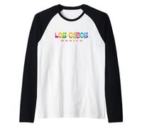 Diseño Tropical Retro de Los Cabos México Camiseta Manga Raglan