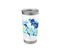 Diseño vectorial de Blue Wildlower Myosotis Forget-Me-Not Vaso térmico de acero inoxidable de doble pared