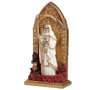 Diseño Veronese 23,8 cm Santa Muerte Real de Día de los Muertos Escultura de Resina Pintada a Mano en Arco Dorado Estatua del Segador Blanco