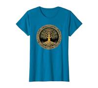 Diseño Vikingo místico árbol de la Vida Camiseta, Mujer, Zafiro, XXL