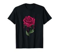 Diseño vintage con rosas y flores, color rojo y rosa Camiseta