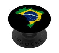 Diseño vintage de bandera de Brasil con diseño de orgullo brasileño envejecido PopSockets PopGrip Adhesivo