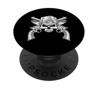 Diseño vintage de calavera y pistolas de vaquero occidental PopSockets PopGrip Adhesivo