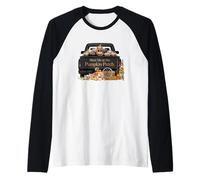 Diseño vintage de camión de otoño Meet Me at the Pumpkin Patch Camiseta Manga Raglan