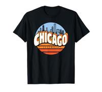 Diseño Vintage de Chicago Illinois Sunset City Souvenir Camiseta