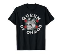 Diseño vintage de corona de calavera con rosas para reinas del caos Camiseta