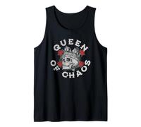 Diseño vintage de corona de calavera con rosas para reinas del caos Camiseta sin Mangas