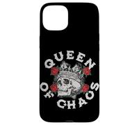 Diseño vintage de corona de calavera con rosas para reinas del caos Carcasa para iPhone 15 Plus