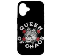 Diseño vintage de corona de calavera con rosas para reinas del caos Carcasa para iPhone 16