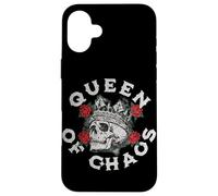 Diseño vintage de corona de calavera con rosas para reinas del caos Carcasa para iPhone 16 Plus