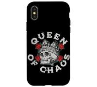 Diseño vintage de corona de calavera con rosas para reinas del caos Carcasa para iPhone X/XS