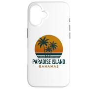 Diseño vintage de Paradise Island Bahamas con puesta de sol tropical Carcasa para iPhone 16