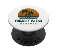 Diseño vintage de Paradise Island Bahamas con puesta de sol tropical PopSockets PopGrip Adhesivo