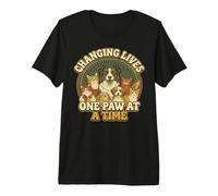 Diseño Vintage de Rescate de Mascotas Que Cambia Vidas una Pata a la Vez Camiseta Premium