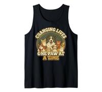 Diseño Vintage de Rescate de Mascotas Que Cambia Vidas una Pata a la Vez Camiseta sin Mangas