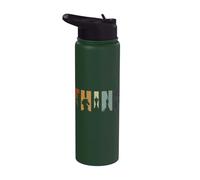 Diseño vintage de Think Chess Pieces Art, jugador de ajedrez y amante Stainless Steel Insulated Water Bottle