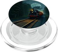 Diseño Vintage de Viaje Nocturno con Tren de Vapor Iluminado por la Luna PopSockets PopGrip para MagSafe
