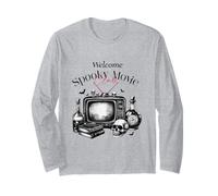 Diseño Vintage de Welcome Spooky Movie Club para una Noche de Terror Manga Larga