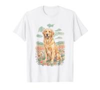 Diseño Vintage Golden Retriever Wildflower Dog Mom Lover Camiseta gráfica económica, Hombre, Blanco, M