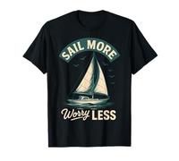 Diseño vintage Vela Más Preocúpate Menos Capitán Barco Náutico Camiseta