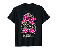 Diseños de gafas de sol Margaret Messy Hair Bun Polkadot Ribbon Camiseta