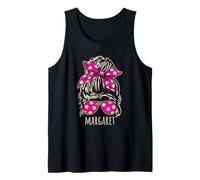 Diseños de gafas de sol Margaret Messy Hair Bun Polkadot Ribbon Camiseta sin Mangas
