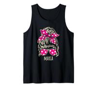Diseños de gafas de sol Maria Messy Hair Bun Polkadot Ribbon Camiseta sin Mangas
