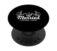 Diseños de pareja de aniversario de boda y matrimonio PopSockets PopGrip Adhesivo
