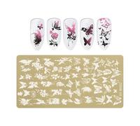 Diseños Flores Mariposa Uñas Placa Estampilla Plantilla Acero Inoxidable Accesorio Para Salón Profesional Manicura Arte Elegante Diseños Arte Uñas Para Salones Y Hogar