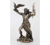 Diseo Verne de 8 1/2 pulgadas Dios griego Zeus Thunderbolt Strike Resin Cast Resin Antique Bronce Acabado Estatua del hogar Decoracin del hogar