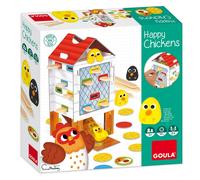 Diset - Juego habilidad Happy Chickens de madera Goula, encuentra los pollitos retirando los palos (53170)