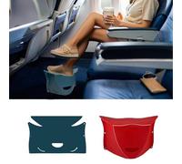 DISFAT Reposapiés de viaje para avión y oficina, alivia el dolor de espalda y rodilla, versátil y cómodo, fácil de llevar, para aviones, coches, hogares y viajes de pesca (azul rojo)