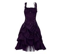 Disfraces Carnaval Adulto,Vestidos de Fiesta Mujer Elegantes Vestido Princesa Elfa Vampiresa Disfraz Gotica Talla Grande Disfraces 2024 Divertidos Chulos sin Mangas Vestidos (púrpura,L)