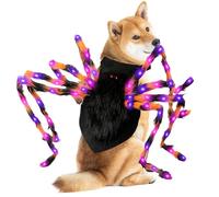 Disfraces de araña luminosos para perros, disfraz de araña de Halloween para gatos, ropa para mascotas, decoración de vacaciones para perros pequeños y medianos