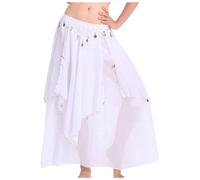 Disfraces de carnaval para mujer, falda de danza del vientre de gasa, media falda para danza india, disfraz de escenario, ropa de baile fluida, Blanco, A
