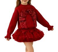 Disfraces de carnaval para niños lindos dos piezas moda suéter y falda conjunto conjuntos de ropa para niñas cárdigan con falda plisada conjunto de vestido de punto 2 piezas conjunto de ropa casual, O