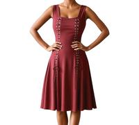 Disfraces de cosplay para mujer, trajes de temática medieval para Halloween, juegos de rol, diseño versátil para todas las estaciones. Traje Medieval Mujer Sirvienta (Red, XS)