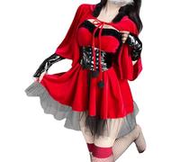 Disfraces De Diablo Sexy Para Mujer - Traje De Halloween De 6 Piezas, Vestido De Demonio Rojo, Accesorios De Guantes Con Diadema De Cola | Disfraz De Diablo De Espíritu De Halloween, Creativo Y